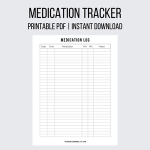 Printable Medication Log Nurse Printables Medication Tracker Medicine Chart Daily Report Medicine and Supplement Tracking Sheet Post Surgery