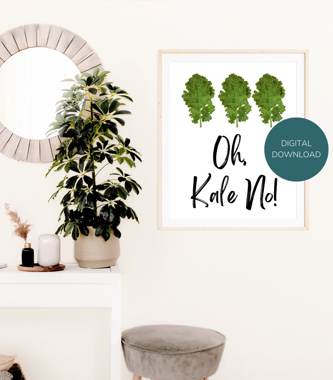 Kitchen Pun Wall Art Instant Download Kale Print Art Print Etsy