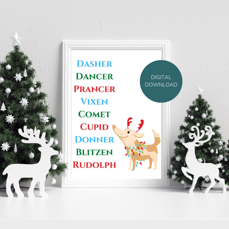 Reindeer Wall Art Instant Download Rudolph the Red Nosed Reindeer