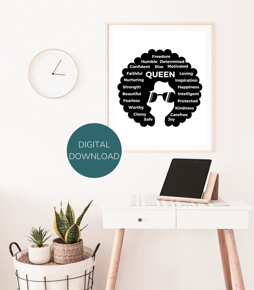 Afro Printable Wall Art Instant Download Afro Woman Art Black White ...