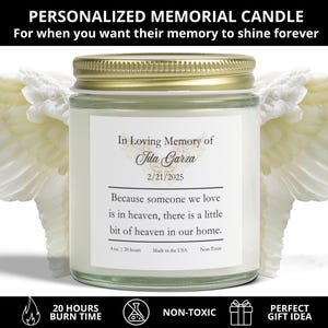 Personalized Memorial Candle Sympathy Gift for Loss of Loved One Celebration of Life Funeral Candle Bereavement Gift Memorial Candle Gift