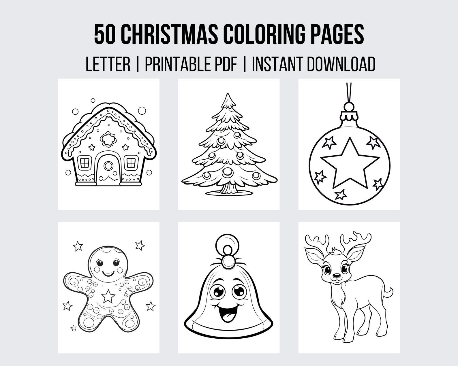 50 Christmas Coloring Christmas Activity Adult Coloring Pages Printable ...