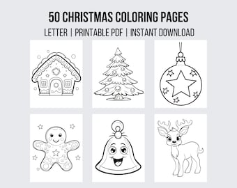 50 Christmas Coloring Christmas Activity Adult Coloring Pages Printable Christmas Coloring Pages Holiday Coloring Kids Coloring Pages Winter