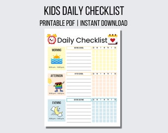 Kids Daily School Routine Editable Checklist Printable Chore Chart For Kids Daily Schedule Responsibility Chart Homeschool To Do List