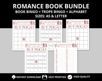 Romance Book Bingo Romance Trope Bingo Romance Book Alfabet Instant Download Romance Book Lover Gift Smut Book Bingo Book Club Activiteit