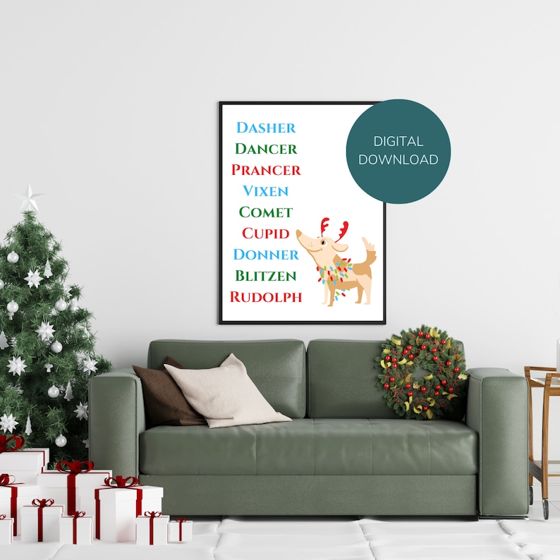 Reindeer Wall Art Instant Download Rudolph the Red Nosed Reindeer