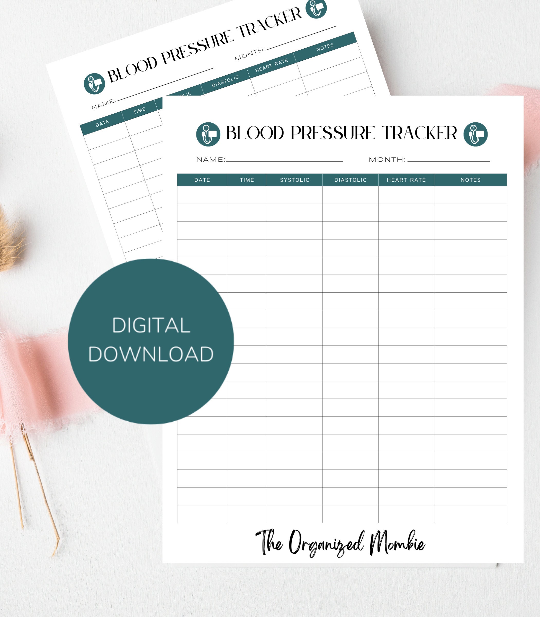 Blood Pressure Printable Instant Download Blood Pressure Logbook Blood ...