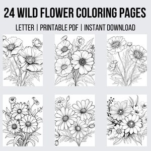 24 Wild Flower Coloring Pages Coloring Page Flower Adult Coloring Pages Floral Coloring Page Flower Coloring Botanical Coloring Book