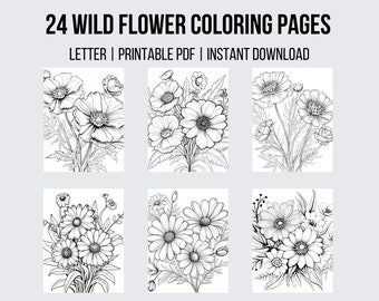 24 Wild Flower Coloring Pages Coloring Page Flower Adult Coloring Pages Floral Coloring Page Flower Coloring Botanical Coloring Book
