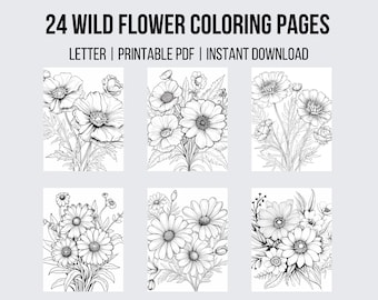 24 Wild Flower Coloring Pages Coloring Page Flower Adult Coloring Pages Floral Coloring Page Flower Coloring Botanical Coloring Book
