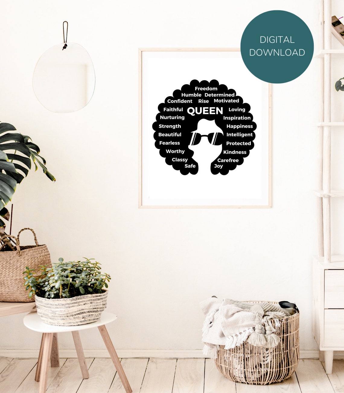 Afro Printable Wall Art Instant Download Afro Woman Art Black - Etsy