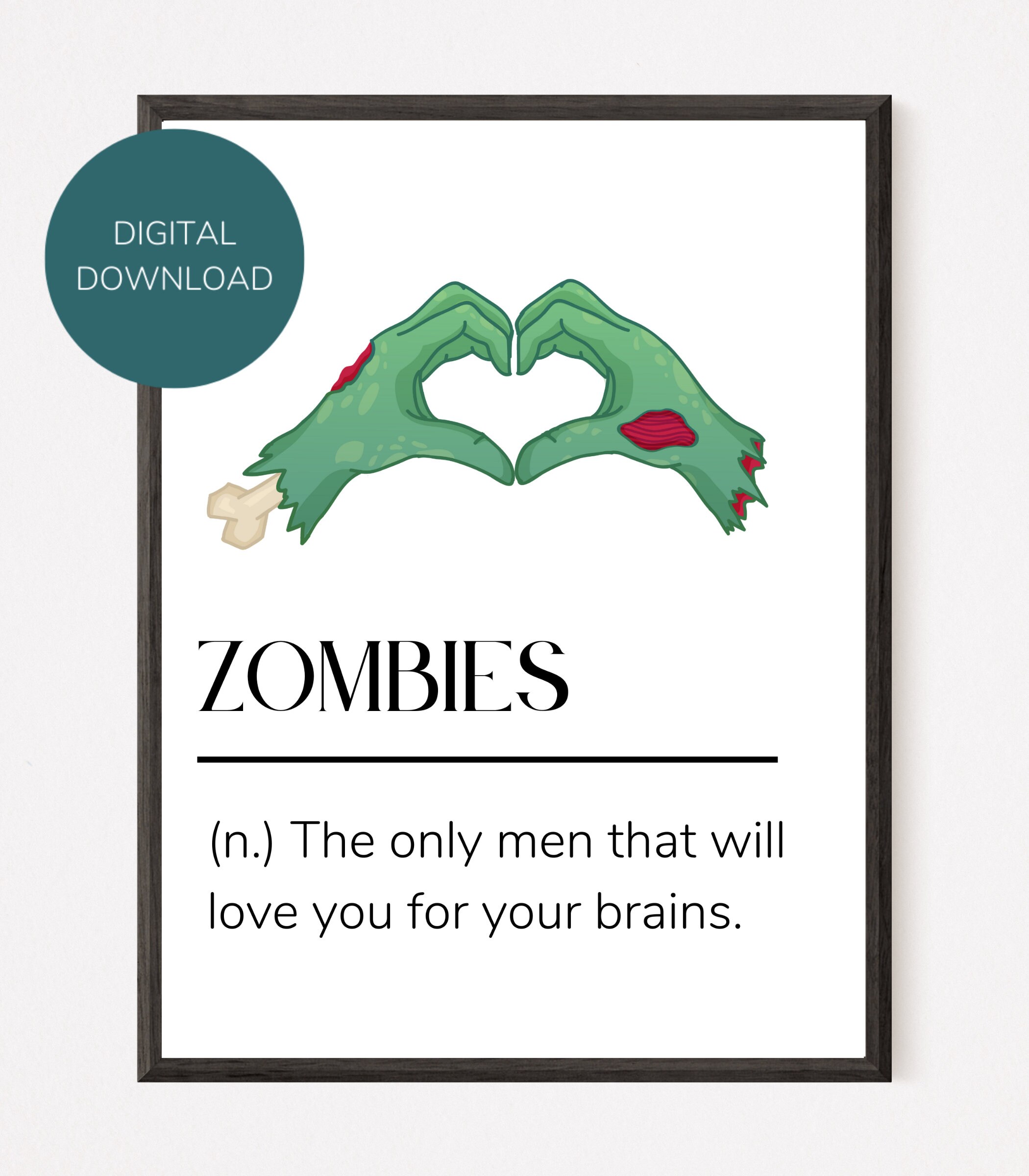 Zombie Wall Art Instant Download Home Decor Zombie Hands Printables
