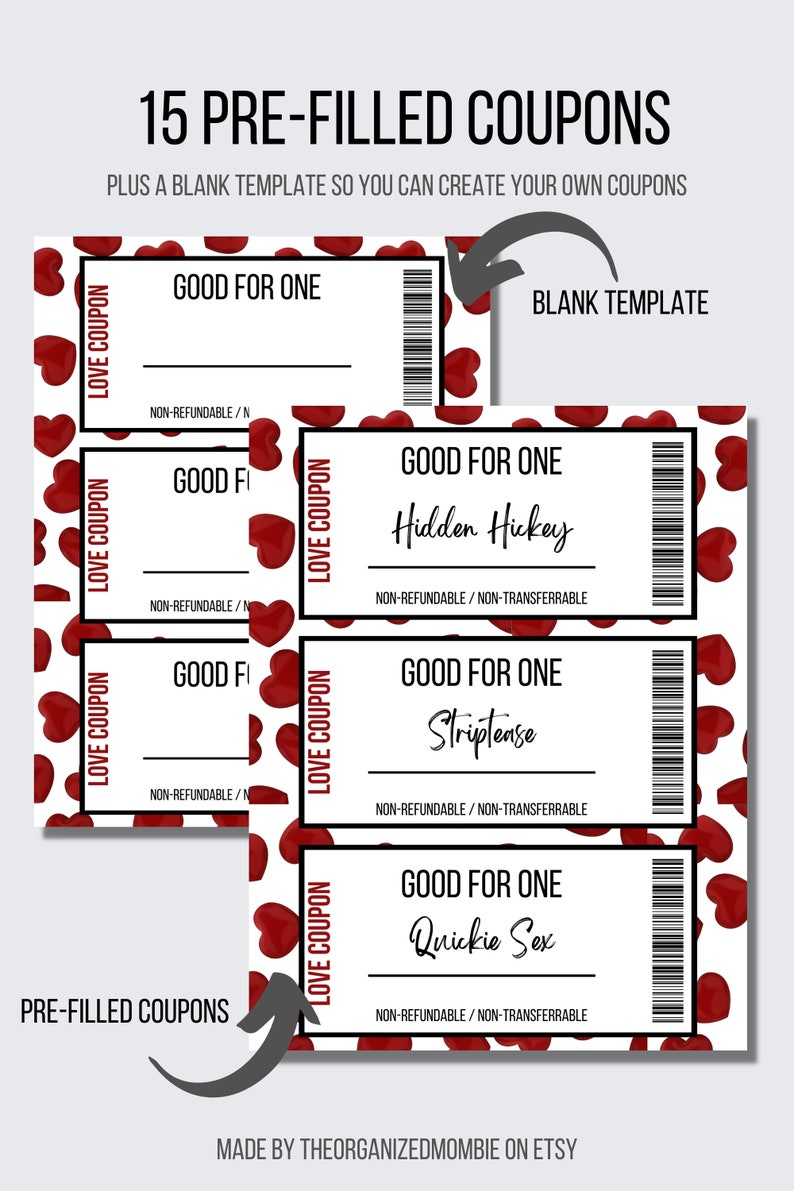 Printable Naughty Coupon Book for Valentines Day Anniversary Gift for ...