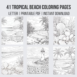 41 Tropischer Strand Malvorlagen Printable Sommer Kinder Malbuch Natur Färbung Tropische Färbung Tropische Sandfarbe Entspannungsfarbe