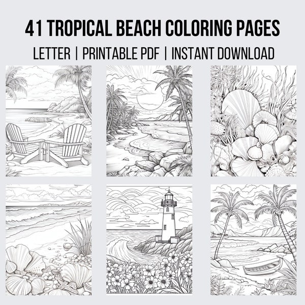 41 Tropical Beach Coloring Pages Printable Summer Kids Coloring Book Nature Coloring Tropical Coloring Tropical Sand Color Relaxation Color