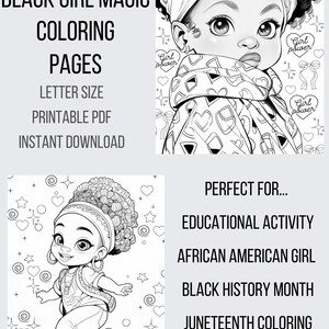 Printable Black Girls Coloring Pages Educational Activity Book Cultural Representation Collection Digital Download PDF African American Children Art Black Girl Magic Illustrations Juneteenth Activity Pages Beautiful Diversity Artwork