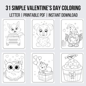 31 Simple Valentine Day Coloring Pages Valentine&#39;s Day Valentine Gift Valentine Coloring Book Children&#39;s Coloring Book Kids Color Pages