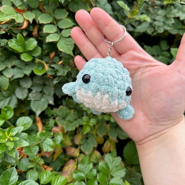 Whale Crochet Plush Keychain for Animal Lover Whale Crochet Amigurumi Cute Whale Plush Charm Gift for Her Gift for Kids Ocean Themed Decor