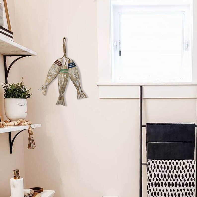 Hand Carved Wood Fish Wall Hanging Sculpture Wooden Fish Decor Etsy