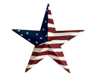 Grace Home Metal Patriotic Barn Star – 'Old Glory' With Live, Love, Laugh – July 4th