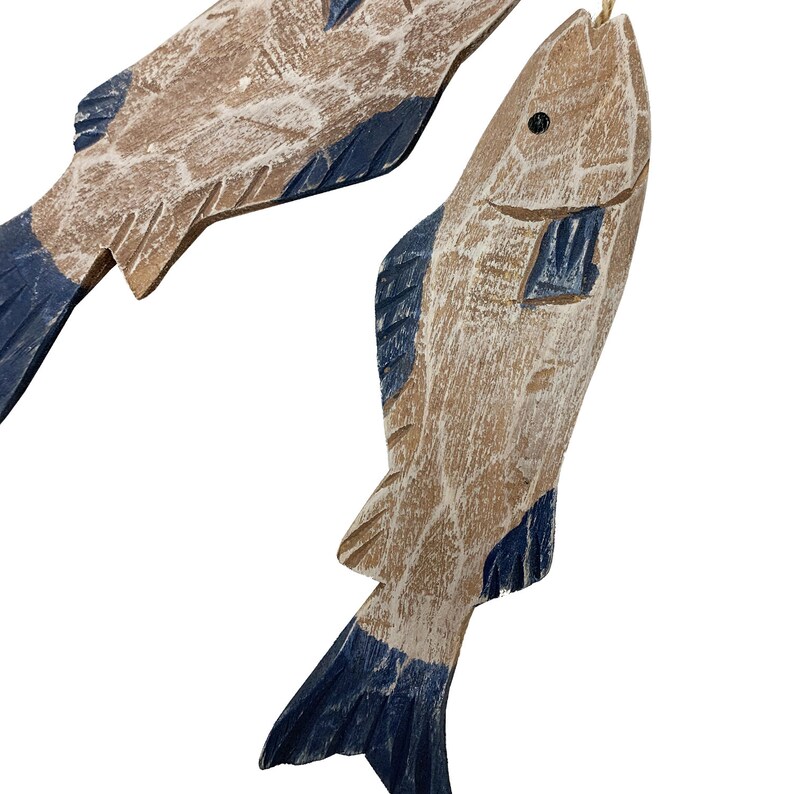 Wooden Fish Wall Hanging Nautical Ornaments Hand Carved Wood Fish Wall