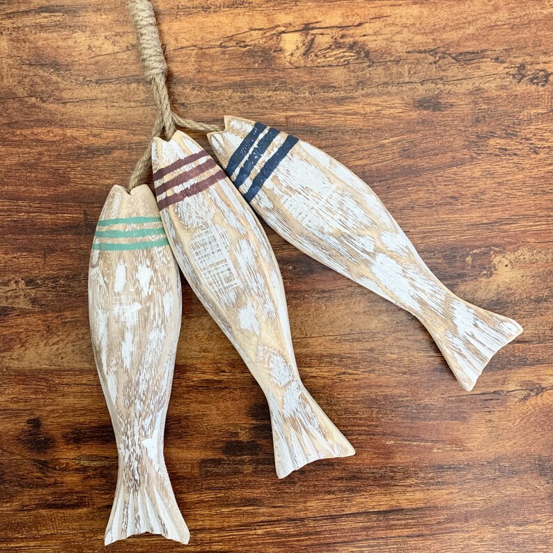 Hand Carved Wood Fish Wall Hanging Sculpture Wooden Fish Decor Etsy
