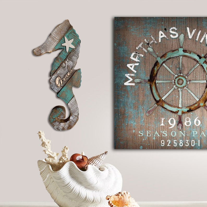 Rustic Wood Seahorse Wall Decor Hanging Beach Nautical Decoration Etsy