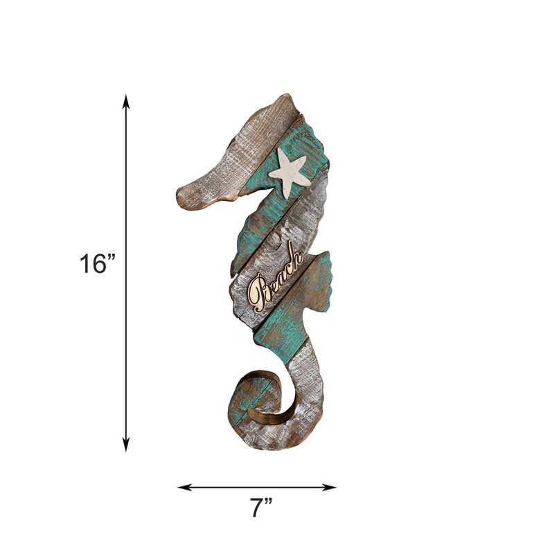 Rustic Wood Seahorse Wall Decor Hanging Beach Nautical Decoration Etsy