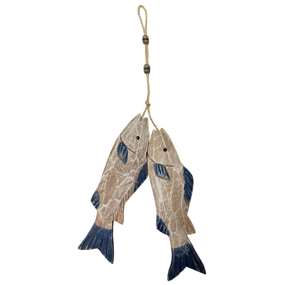Wooden Fish Wall Hanging Nautical Ornaments Hand Carved Wood Fish Wall