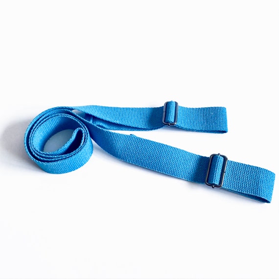 Handmade Blue Organic Cotton Yoga Strap and Mat Holder-Eco Friendly Yoga  Accessory- Sustainable Yoga Mat Carrier- Handcrafted Yoga Strap