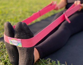 YOGA SOUL CAKE  Handmade Pink Yoga Strap, Yoga and Pilates Mat Carrier, Sustainable Organic Cotton Yoga Mat Strap, Gift for her