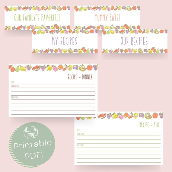 Printable Recipe Cards &amp; Label Fruit | Etsy