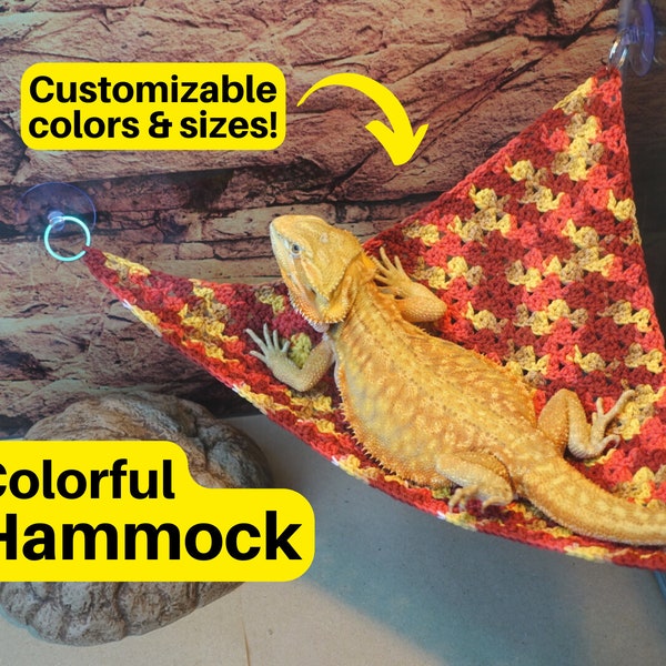 Colorful Reptile Hammock | Reptile Lounger | Reptile Swing | Hammocks for Leopard Geckos, Bearded Dragons, Small Reptiles