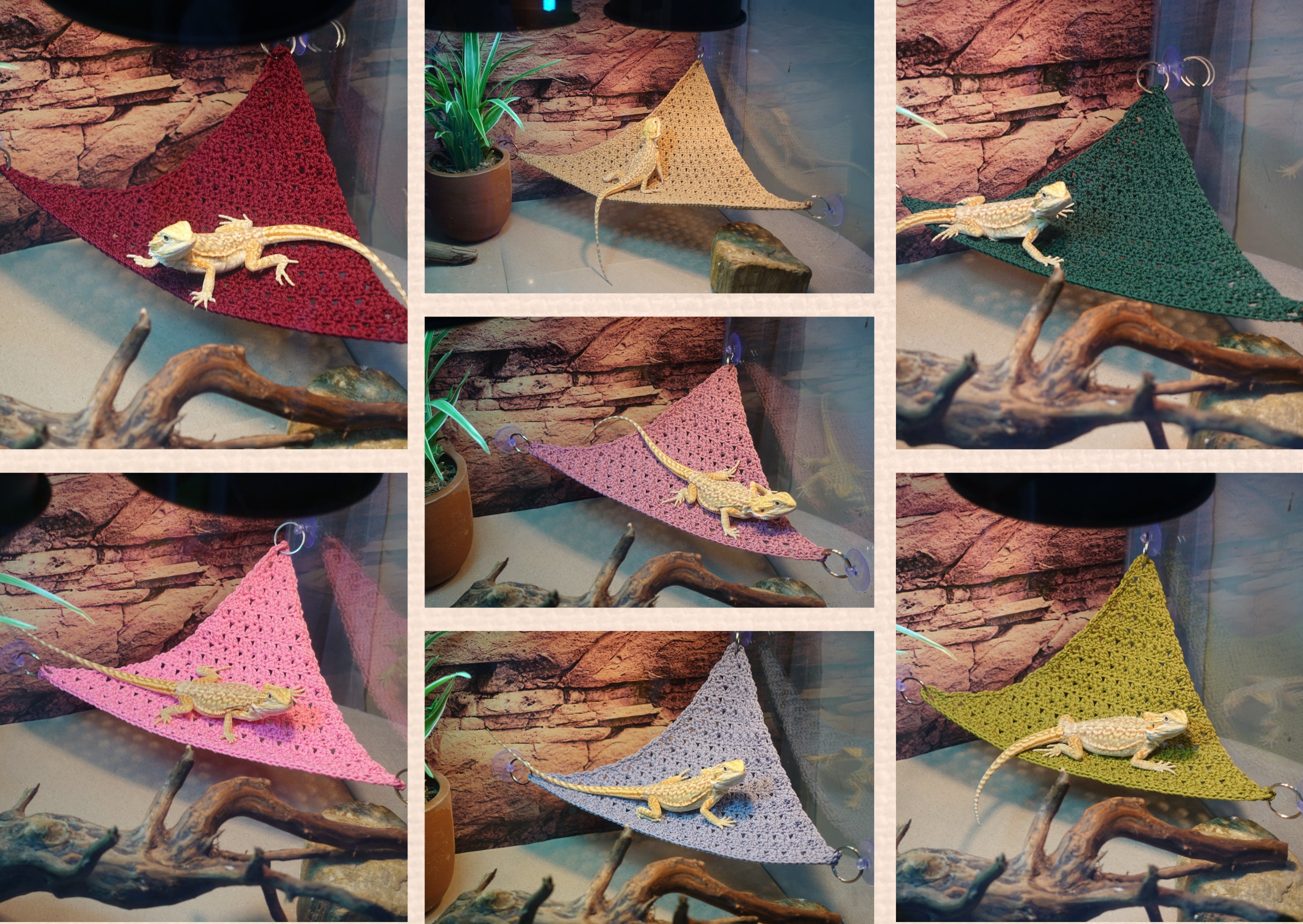 Amaca Per Rettili Con Ventose - Letto Sospeso Per Lucertole, Gechi, Piccoli Animali, 34.5x17cm - Foto 11