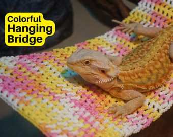 Colorful Reptile Bridge | Customizable Reptile Hammock | Reptile Basking Platform | Bearded Dragon Hammock | Leopard Gecko Hammock