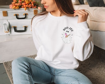 Boo-Jee Crewneck Sweatshirt, Halloween, Cute Ghost, Ghost Sweatshirt