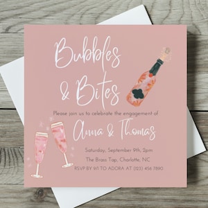 Bubbles & Bites Digital Invitation, Editable Digital Invite, Engagement Party Invitation, Champagne Invitation