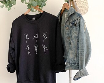 Dancing Skeletons Crewneck Sweatshirt, Cute Dancing Skeleton Hoodie, Skeleton Party Sweatshirt, Costume Sweatshirt, Gift for Her, Halloween