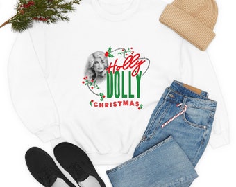 Have a Holly Dolly Crewneck Sweatshirt, holiday sweatshirt, Cute Dolly Christmas Sweatshirt, Holly Dolly Christmas, Retro Sweatshirt