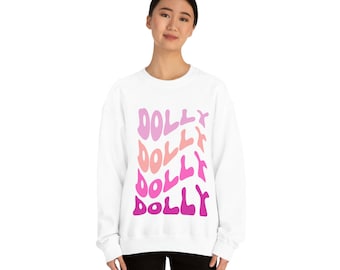Dolly Retro Print Heavy Blend Crewneck Sweatshirt. Mother's Day Gift, Dolly Parton Retro Inspired Sweatshirt