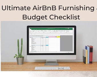 Ultimate Short Term Rental Inventory/Supply List, Customizable AirBnB Furnishings Expense Tracker, Excel AirBnB Furniture Checklist/Tracker