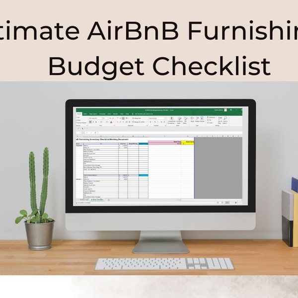 Ultimate AirBnB Inventory/Supply List, Fully Customizable AirBnB Furnishings Expense Tracker, Excel AirBnB Furniture Checklist/Tracker
