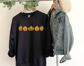 Pumpkin Sweatshirt, Pumpkin Sweater, Jack-o-Lantern Sweatshirt, Halloween Crewneck Sweatshirt, Halloween Sweater, Spooky Season, Fall Shirts