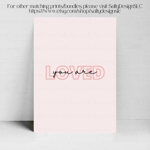 You are Loved, PRINTABLE Nursery Decor, Nursery Wall Art, Pink, Girly, Nursery Quote, INSTANT DOWNLOAD, Wall Decor, Minimalist Nursery Art