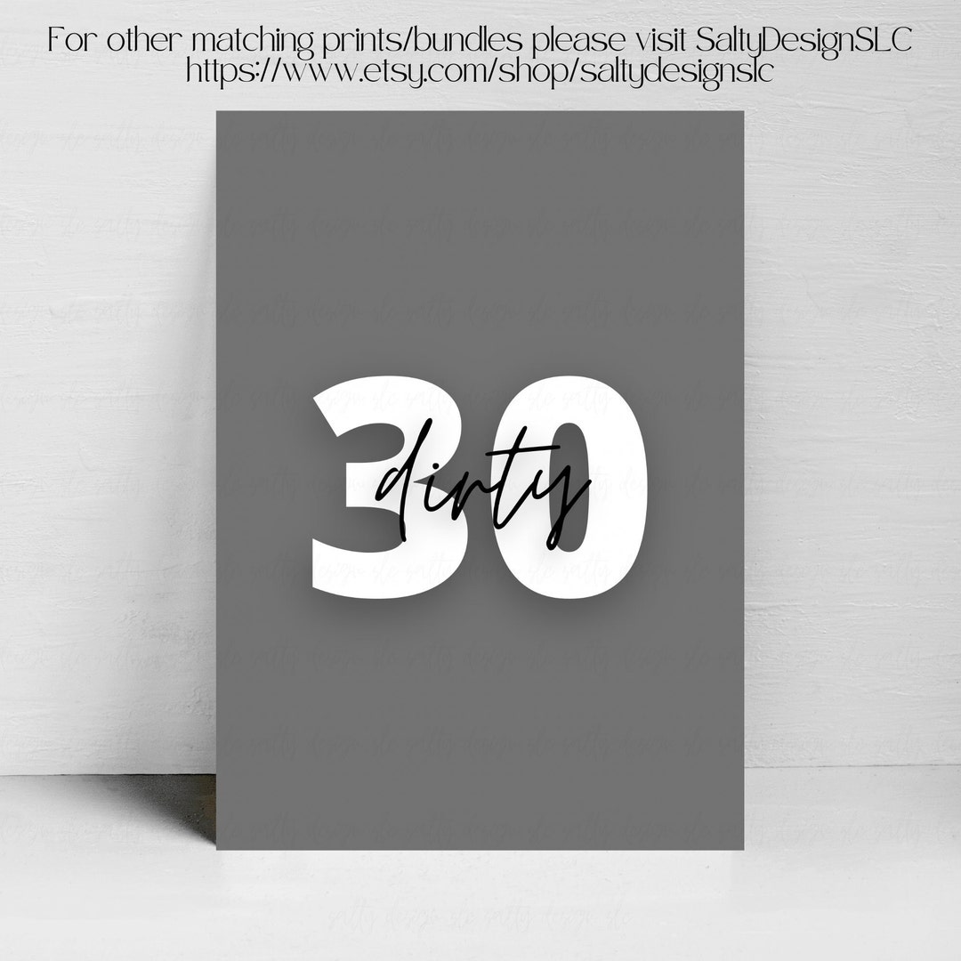 30th Birthday PRINTABLE, INSTANT DOWNLOAD, 30th Bday Poster, Minimalist ...