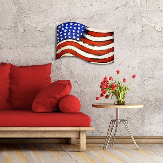 USA Flag Wall Decor Patriotic Art Wall Hanging Home Outdoor Etsy