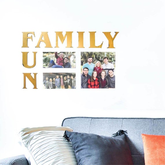 Gold Family Fun With Custom Photos Wall Decor Family Art Wall Etsy