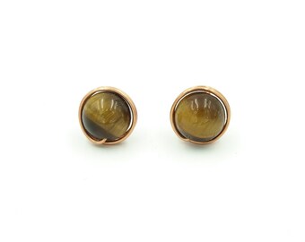 Tiger Eye Earrings | TigerEye Earrings | Brown Earrings | Copper Earrings | For Wife Earrings | Jewelry Gift | Nickel Free Earrings
