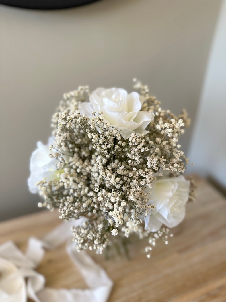 Bridal Flowers White Wedding Bouquet Dried Babys Breath Etsy UK