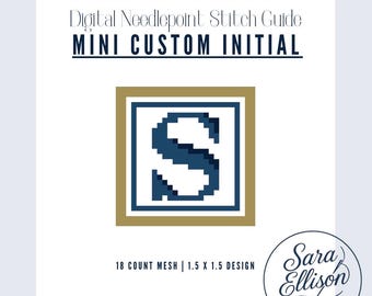 Mini Initial Digital Needlepoint Chart / Digital Needlepoint Stitch Guide